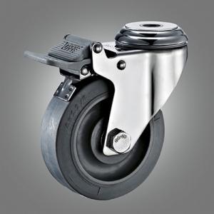 Stainless Steel Caster Series - Medium Duty TPR (Flat) Hollow Rivet Caster - Total Lock