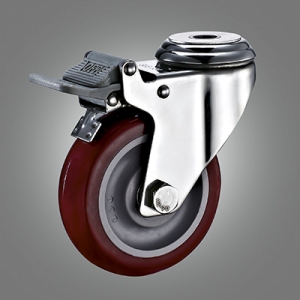 Stainless Steel Caster Series - Medium Duty PU Hollow Rivet Caster - Total Lock