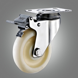 Stainless Steel Caster Series - Medium Duty PP Top Plate Caster - Total Lock