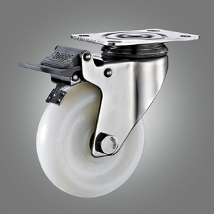 Stainless Steel Caster Series - Medium Duty PA Top Plate Caster - Total Lock