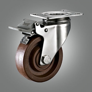 Stainless Steel Caster Series - Medium Duty 280℃ High Temperature Top Plate Caster - Total Lock