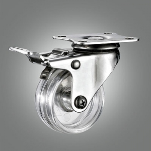 Stainless Steel Caster Series - Light Duty Transparent PC Top Plate Caster - Total Lock