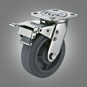 Heavy Duty Caster Series - TPR (Flat Rim) Top Plate Caster - Total Lock