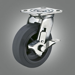 Heavy Duty Caster Series - TPR (Flat Rim) Top Plate Caster - Side Lock