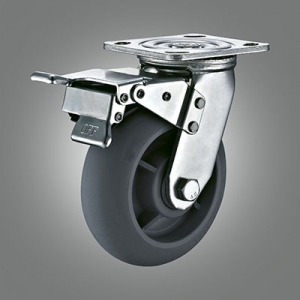 Heavy Duty Caster Series - TPR (Round Rim) Top Plate Caster - Total Lock