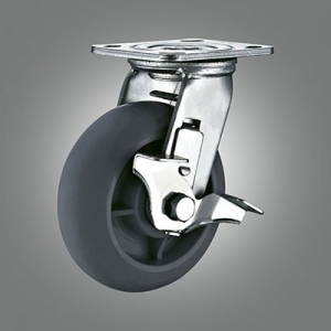 Heavy Duty Caster Series - TPR (Round Rim) Top Plate Caster - Side Lock
