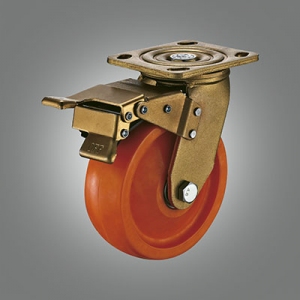 Heavy Duty Caster Series - Yellow Zinc-plated PP Top Plate Caster - Total Lock