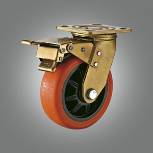 Heavy Duty Caster Series - Yellow Zinc-plated PP (Michelin) Top Plate Caster - Total Lock