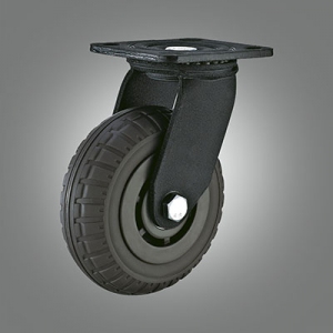 Heavy Duty Caster Series - Black Galvanized Rubber Top Plate Caster - Swivel