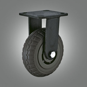 Heavy Duty Caster Series - Black Galvanized Rubber Top Plate Caster - Rigid