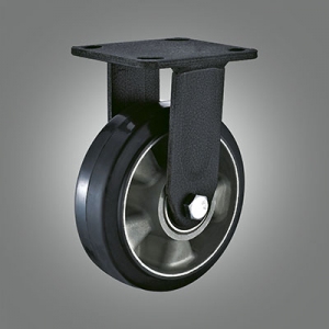 Heavy Duty Caster Series - Black Galvanized Rubber (Aluminium Core) Top Plate Caster - Rigid
