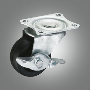 Light Duty Caster Series - Small Industrial Rubber Top Plate Caster - Side Lock