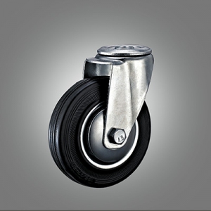 Industrial Caster Series - Rubber (Steel Core) Hollow Rivet Caster - Swivel