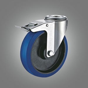 Industrial Caster Series - Elastic Rubber (PP Core) Hollow Rivet Caster - Total Lock