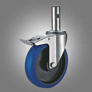 Industrial Caster Series - Elastic Rubber (PP Core) Solid Stem Caster - Total Lock