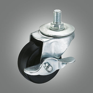 Light Duty Caster Series - Small Industrial Rubber Threaded Stem Caster - Side Lock