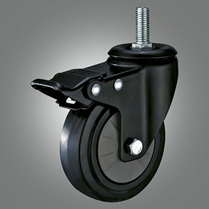 Medium Light Duty Caster Series - Elastic Rubber Threaded Stem Caster - Total Lock