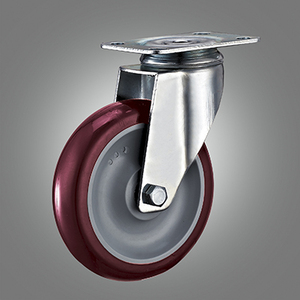 Medium Duty Caster Series - Dual Pedal Type PU (Double Bearing) Top Plate Caster - Swivel