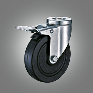 Medium Duty Caster Series - Rubber Top Plate Caster - Total Lock